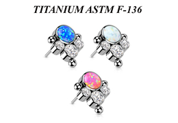 Вставка из титана с кластером из страз и опала Вставка из титана с кластером из страз и опала