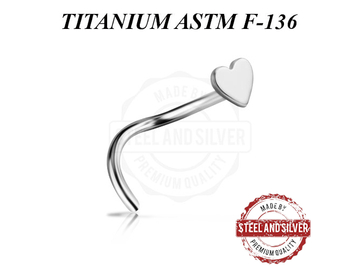 Нострил из титана Steel and Silver сердечко