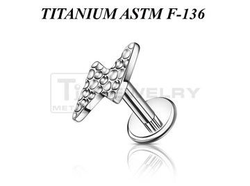 Лабрет из титана Ti Metal рельефная молния