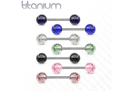 Штанга для языка из титана с акриловыми шариками Штанга для языка из титана с акриловыми шариками