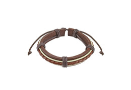 Коричневый браслет из кожи со вставками