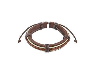 Коричневый браслет из кожи со вставками