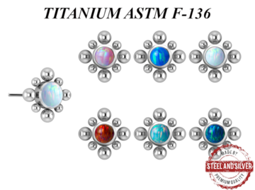 Вставка титановая Steel and Silver с опаловым кластером