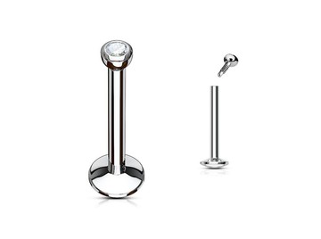 Лабрет с круглым стразом