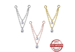 Цепочка для пирсинга Steel and Silver с фианитами Цепочка для пирсинга Steel and Silver с фианитами