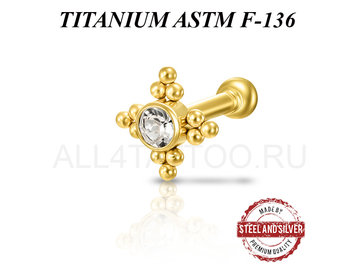 Микроштанга из титана Steel and Silver с кластером Swarovski