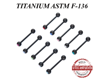 Штанга для языка Steel and Silver с черным PVD покрытием